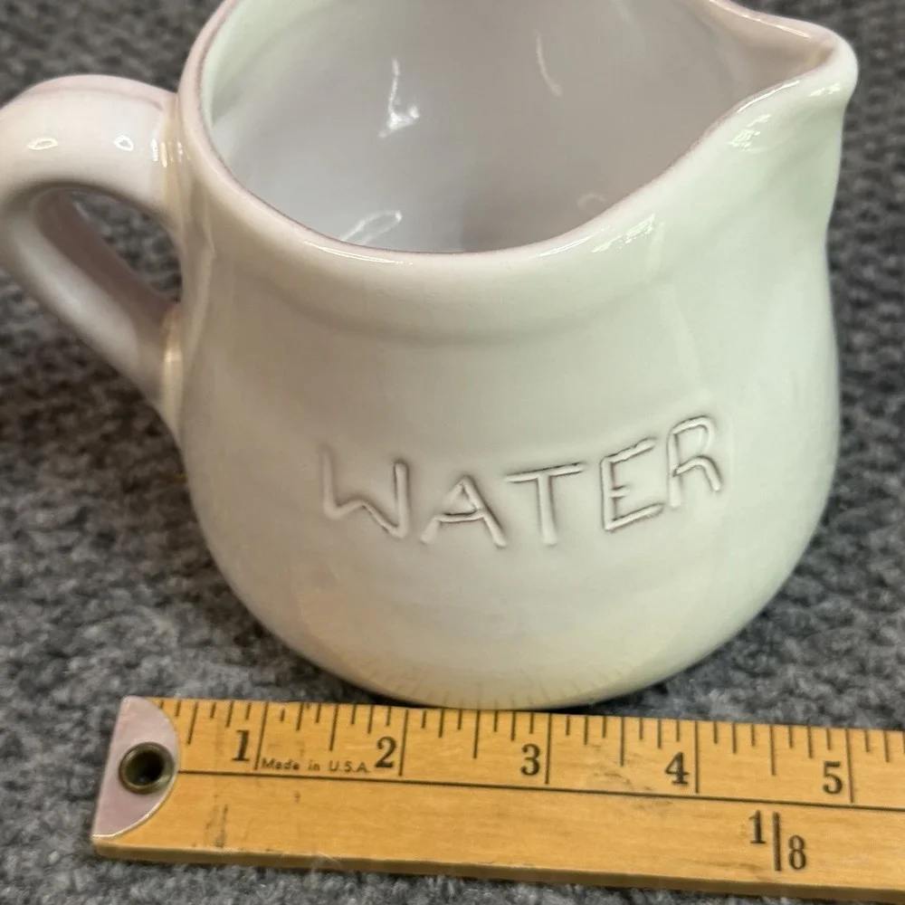 Vintage Pottery Barn Water Pitcher White. Handmade In Portugal. Small 4
